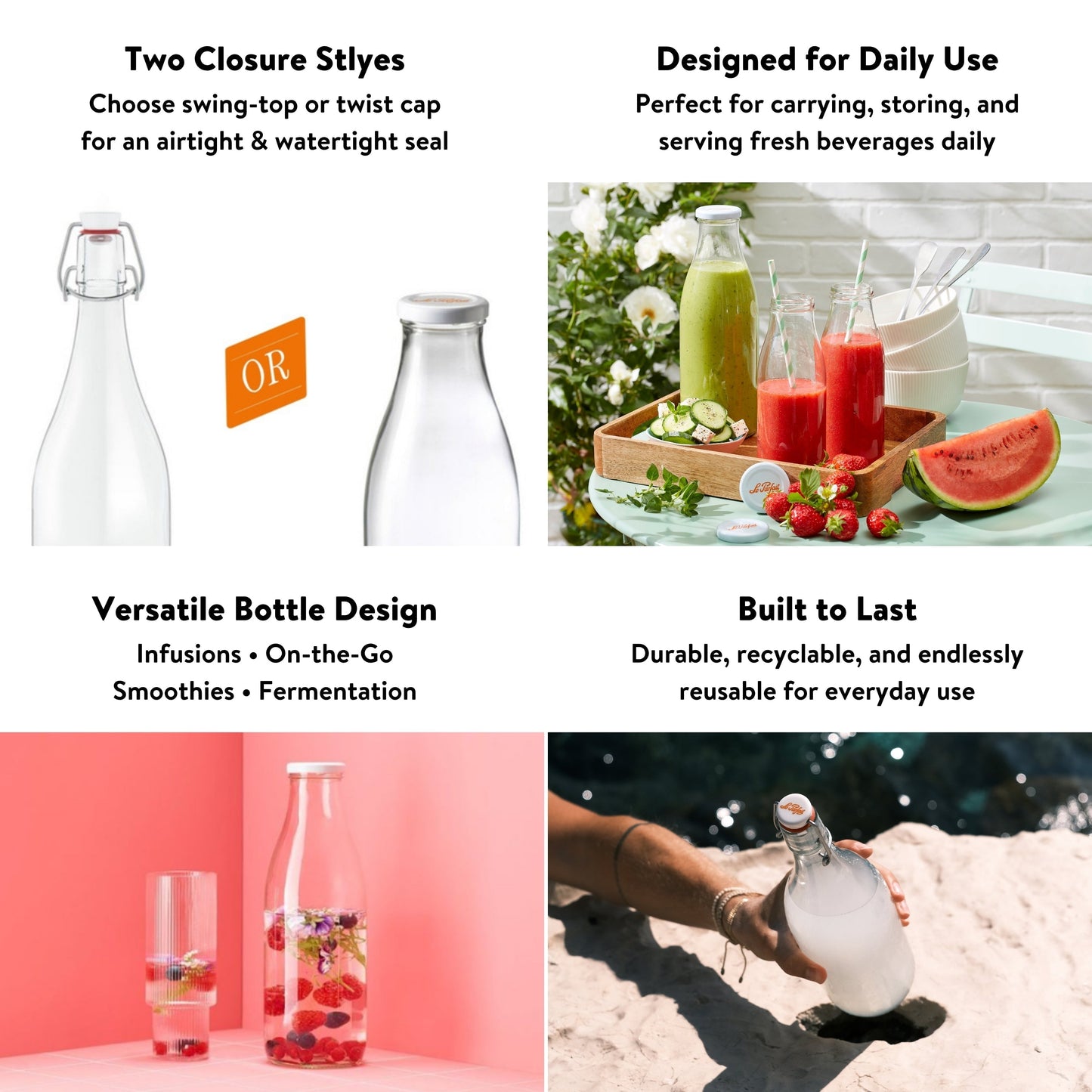 Le Parfait Swing Top and Milk Bottles