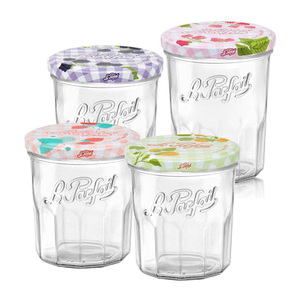 Le Parfait Jam Jars, French Glass Jars with 82mm Twist Lids for Jam and Preserves