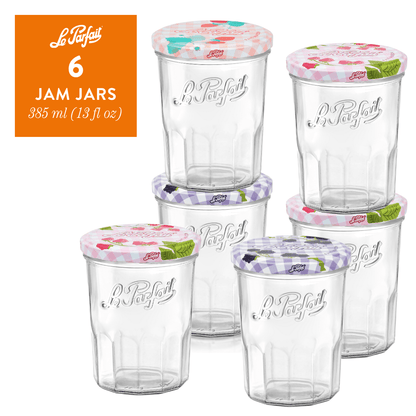 Le Parfait Jam Jars, French Glass Jars with 82mm Twist Lids for Jam and Preserves