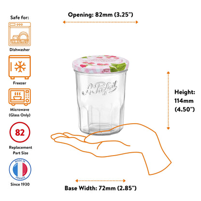 Le Parfait Jam Jars, French Glass Jars with 82mm Twist Lids for Jam and Preserves
