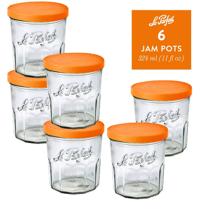 Le Parfait Jam Pots, French Glass Pots with Snap-On Covers for Jam and Jelly