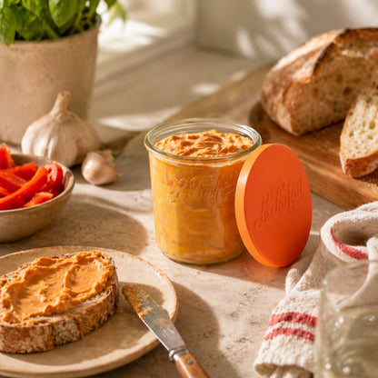 Le Parfait Jam Pots, French Glass Pots with Snap-On Covers for Jam and Jelly