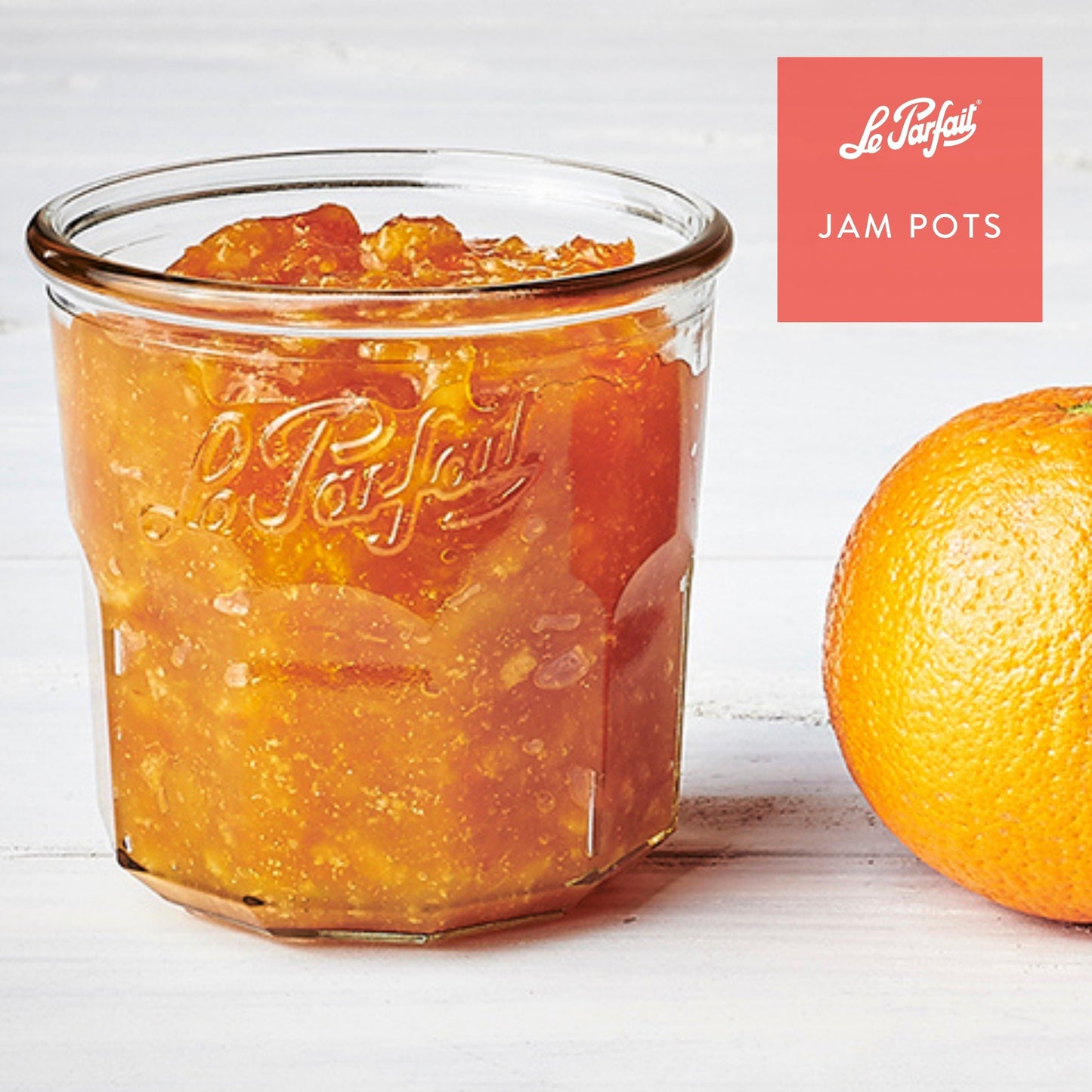 Le Parfait Jam Pots, French Glass Pots with Snap-On Covers for Jam and Jelly