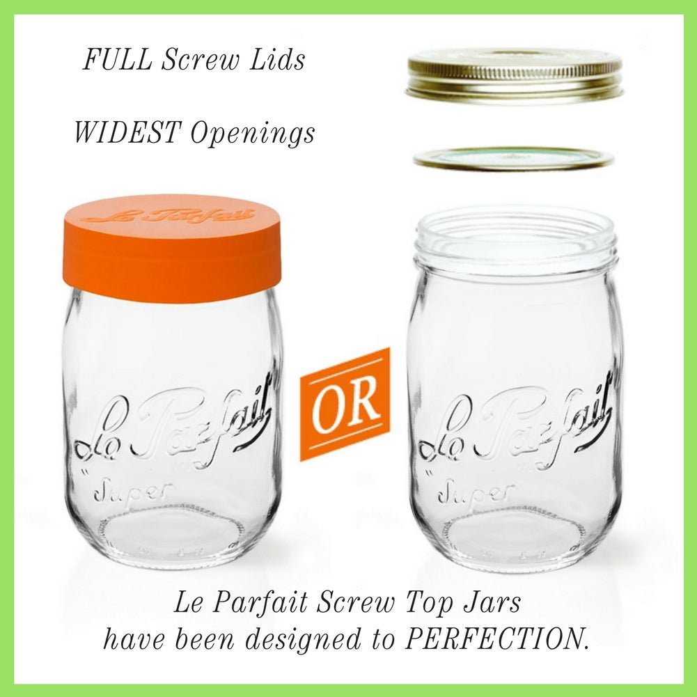Le Parfait Screw Top Jar Lids, Colorful Plastic and Metal Replacement Lids