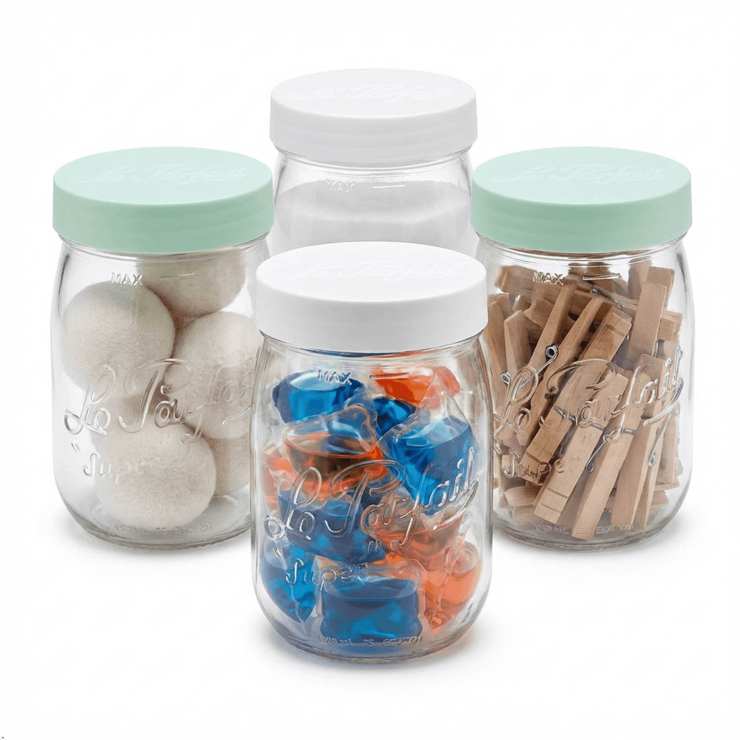 Le Parfait Screw Top Jars, French Glass Storage Jars with Colorful Airtight Screw Lids