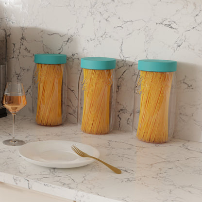 Le Parfait Screw Top Jars, French Glass Storage Jars with Colorful Airtight Screw Lids