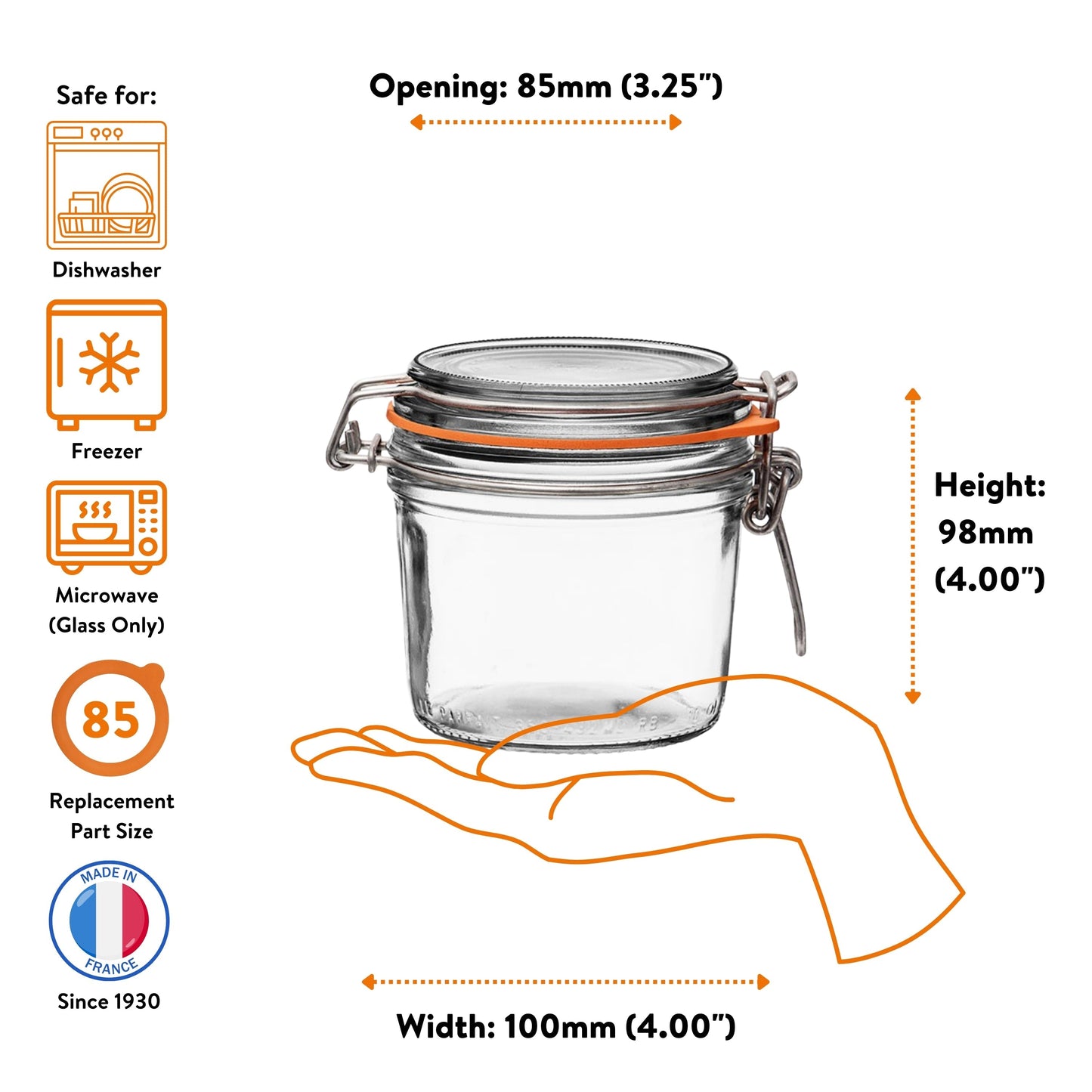 Le Parfait Super Terrines, French Glass Canning Jars with Wire-Bail Clamp Lid