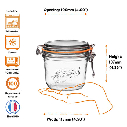 Le Parfait Super Terrines, French Glass Canning Jars with Wire-Bail Clamp Lid