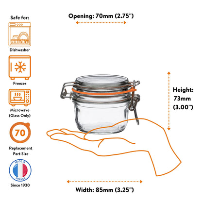 Le Parfait Super Terrines, French Glass Canning Jars with Wire-Bail Clamp Lid