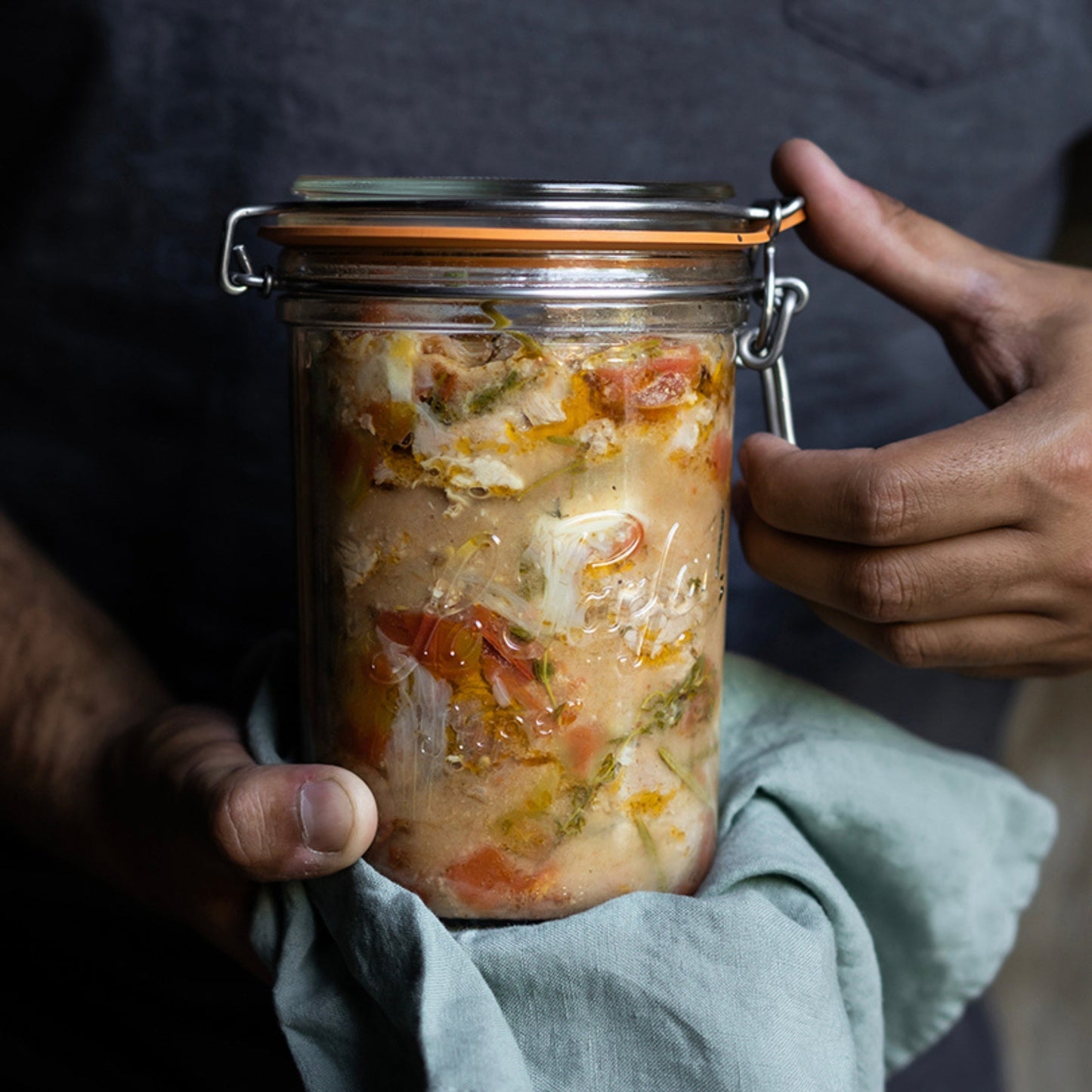 Le Parfait Super Terrines, French Glass Canning Jars with Wire-Bail Clamp Lid