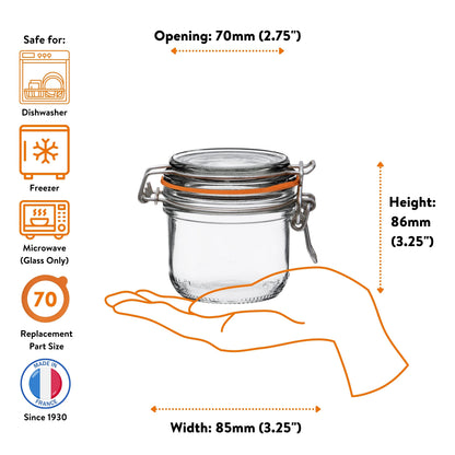Le Parfait Super Terrines, French Glass Canning Jars with Wire-Bail Clamp Lid