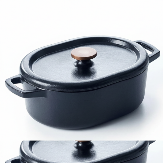 Enameled Cast Iron Oval Dutch Oven, 6-Qt - MEALTONES