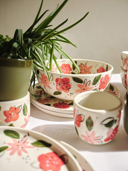 Hand-Painted Floral Salad Bowl - Unique Porcelain Design