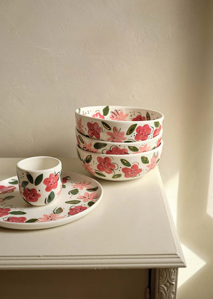Hand-Painted Floral Salad Bowl - Unique Porcelain Design