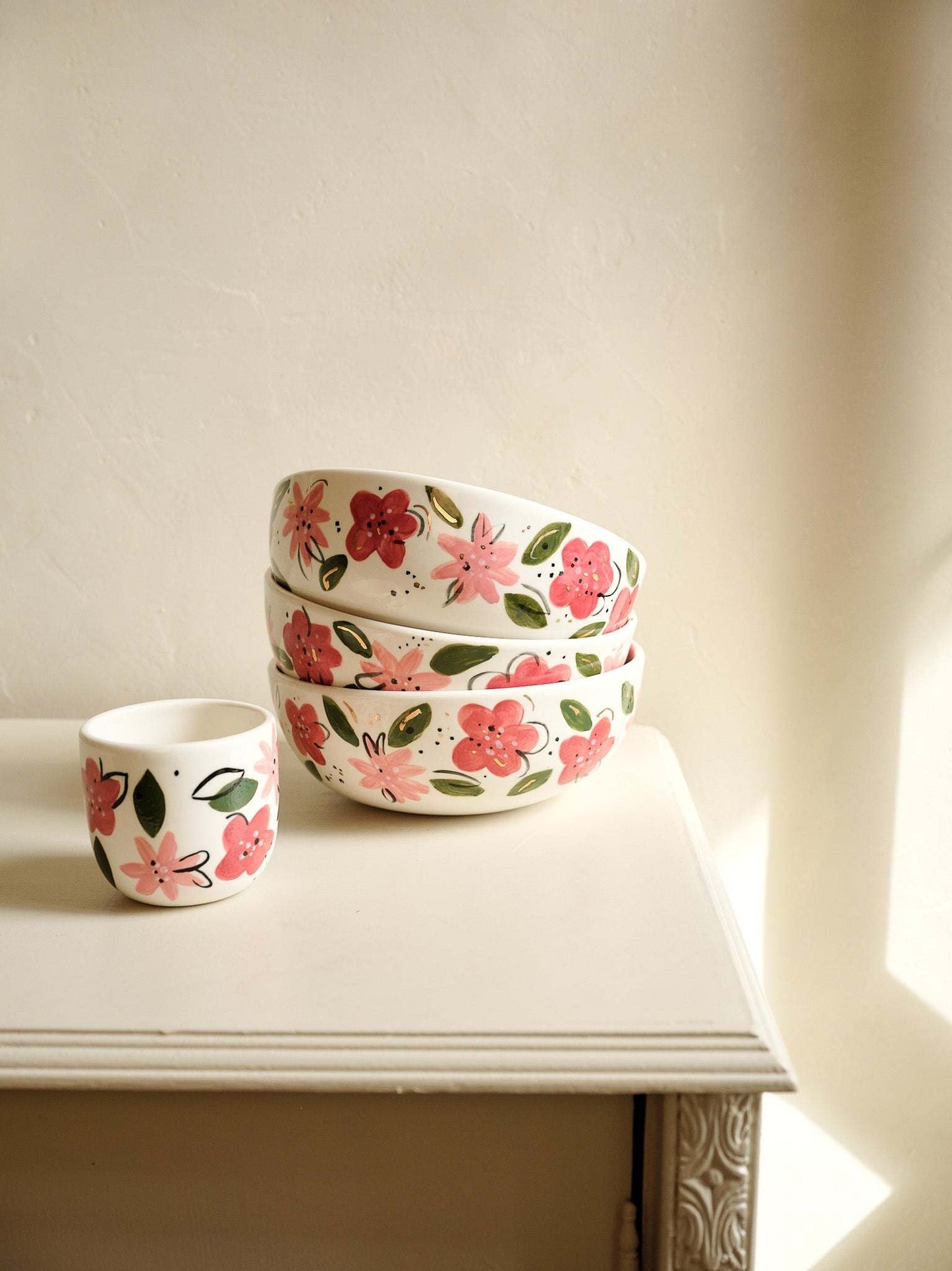 Hand-Painted Floral Salad Bowl - Unique Porcelain Design