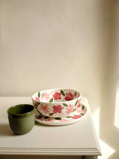 Hand-Painted Floral Salad Bowl - Unique Porcelain Design