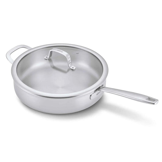 5-Ply Stainless Steel Sauté Pan with Lid, 4-Qt - MEALTONES