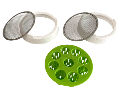 Sprouting Lids & Green Onion Regrower for Wide Mouth Mason Jars. Sprouts Growing Kit for Bean Sprouts, Broccoli Organic Sprouts