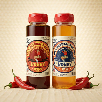 Raw Honey & Hot Honey Duo - Sweet Heat 2-Pack Gift Set | Small Batch Farm Grown | Lady May